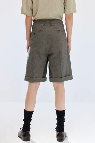 Simple Project Linen Bermuda Shorts-Gray