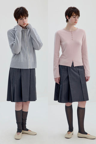 Simple Project Coated Skirt-Moss Green