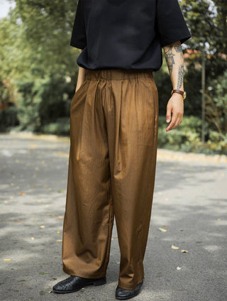 MIZUTOKI Nylon Baggy Pants-Cocao