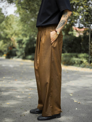 MIZUTOKI Nylon Baggy Pants-Cocao