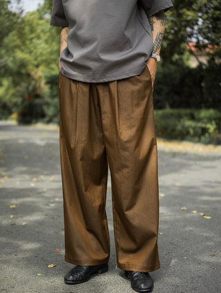 MIZUTOKI Nylon Baggy Pants-Cocao