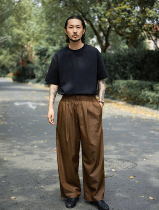 MIZUTOKI Nylon Baggy Pants-Cocao