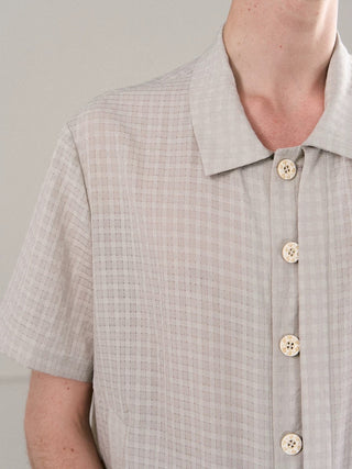 Conchoboe Check Half Shirt-Off White