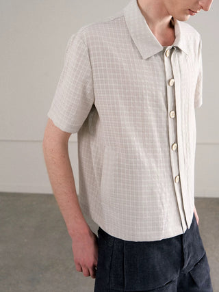 Conchoboe Check Half Shirt-Off White