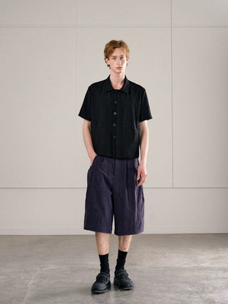 Conchoboe Check Half Shirt-Black