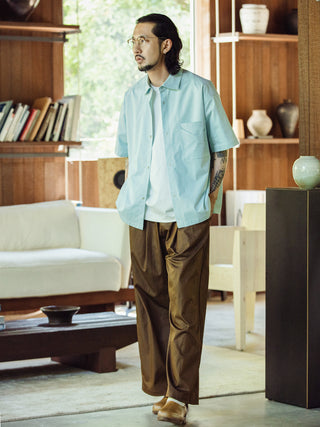 MIZUTOKI Supima Origami Shirt-Misty Cyan