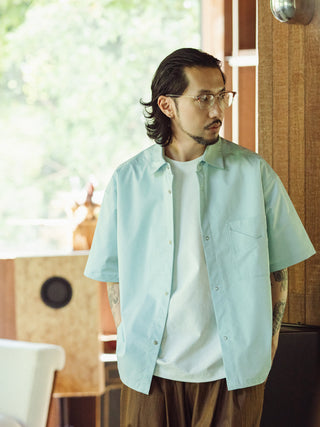 MIZUTOKI Supima Origami Shirt-Misty Cyan