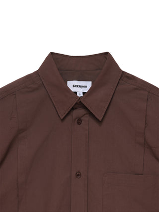 6CRAYON Patchwork Poplin Embroidered Shirt-Brown