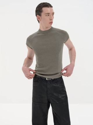 NFAI Ribbed Short Sleeve-Elephant Grey