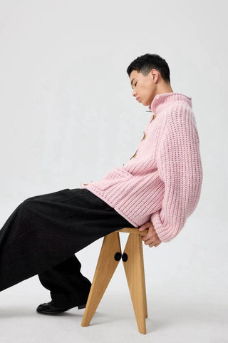 Simple Project Chunky Wool Cardigan-Pink