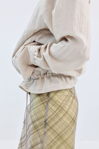 Simple Project Lace-up Hooded Shirt-Ivory