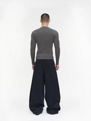 NFAI Ribbed Long Sleeve Top-Dark Grey