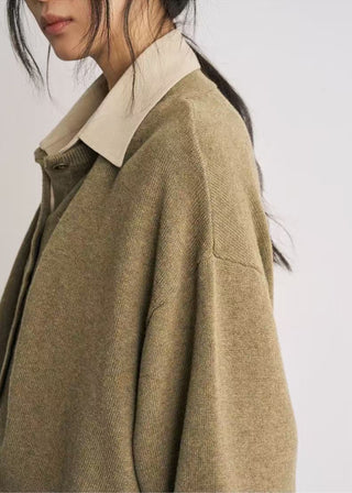 BALIANG Merino Wool Cardigan-Yellow Moss