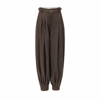 BALIANG Tapered Pleated Trousers-Coffee Brown