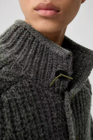Simple Project Chunky Wool Cardigan-Charcoal