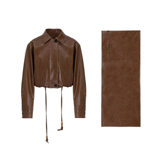 BALIANG Sunblaze Scarf Leather Jacket-Amber