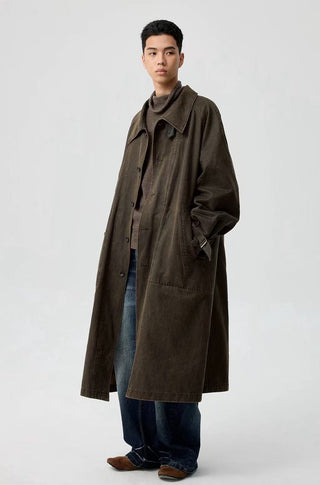 Simple Project Coated Coat-Brown