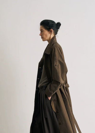 BALIANG Enzyme Scarf Trench Coat-Misty Brown