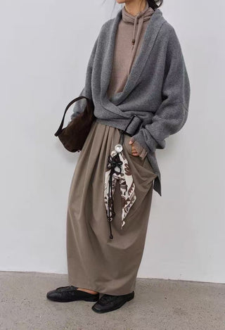 BALIANG Cocoon Pleated Skirt-Khaki