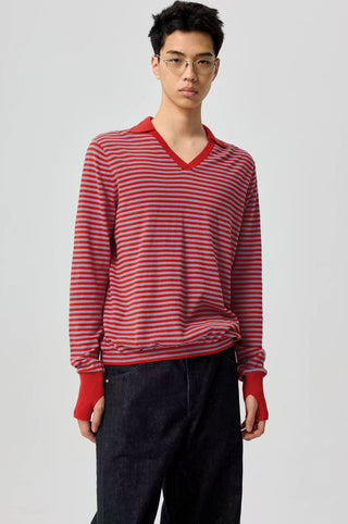 Simple Project Striped Polo-Red