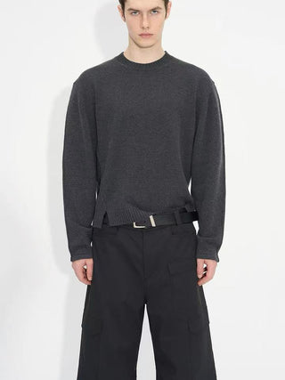 NFAI Slit Knit Jumper-Charcoal Gray