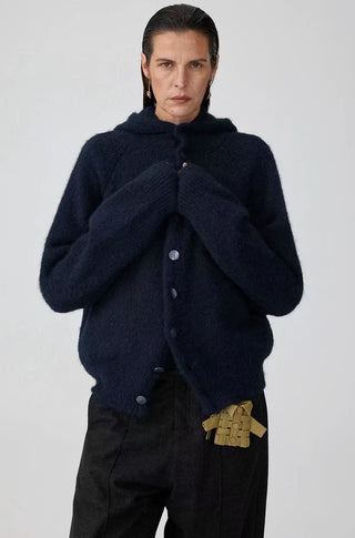 Simple Project Brushed Cardigan-Navy