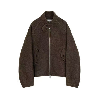 Simple Project Harrington Jacket-Brown