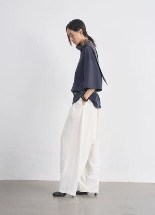 BALIANG Rattan Curved Pants-Cloud White