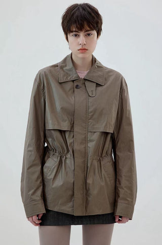 Simple Project Coated Field Jacket-Khaki