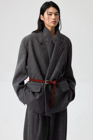 Simple Project Striped Woolen Blazer