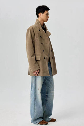 Simple Project Suede Peacoat-Khaki