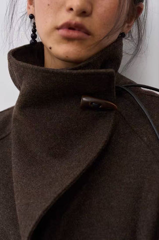 BALIANG Bitter Mid-Length Wool Coat-Brown