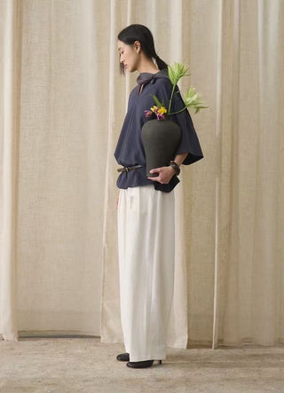 BALIANG Rattan Curved Pants-Cloud White