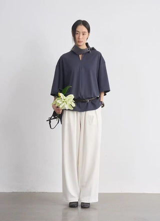 BALIANG Rattan Curved Pants-Cloud White