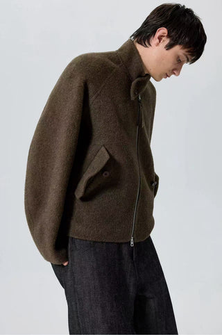 Simple Project Harrington Jacket-Brown