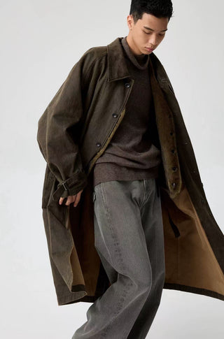 Simple Project Coated Coat-Brown