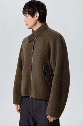 Simple Project Harrington Jacket-Brown