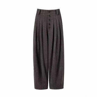 BALIANG Pleated Wool Balloon Trousers-Heather Gray