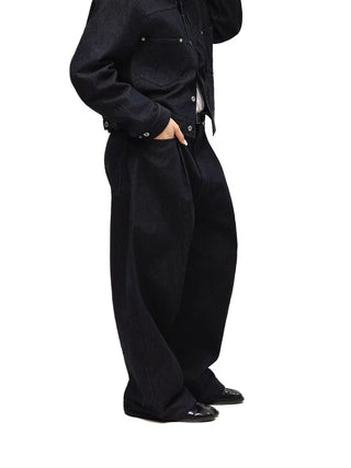 6CRAYON 11.3oz Wide-Leg Baggy Denim Pants-Indigo Blue