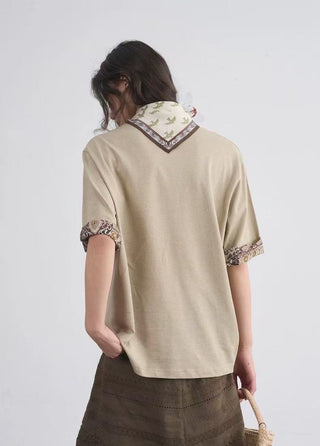 BALIANG Folded-Sleeve T-Shirt-Beige