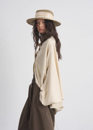 BALIANG Relaxed Linen Cocoon Blouse-Dew Yellow