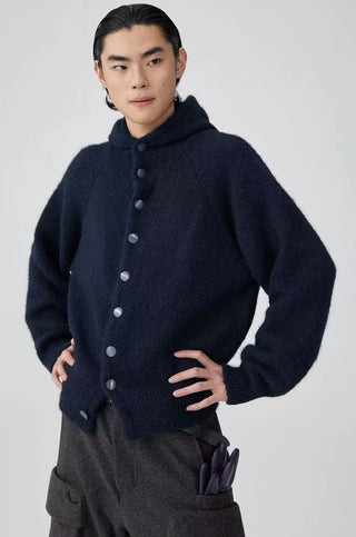 Simple Project Brushed Cardigan-Navy