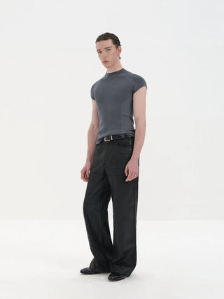 NFAI Ribbed Short Sleeve-Ironveil Grey