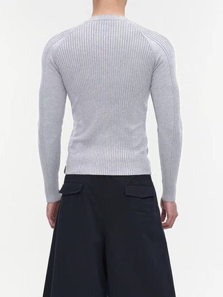 NFAI Ribbed Long Sleeve Top-Grey