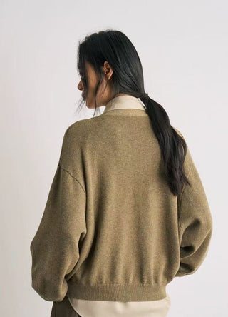 BALIANG Merino Wool Cardigan-Yellow Moss
