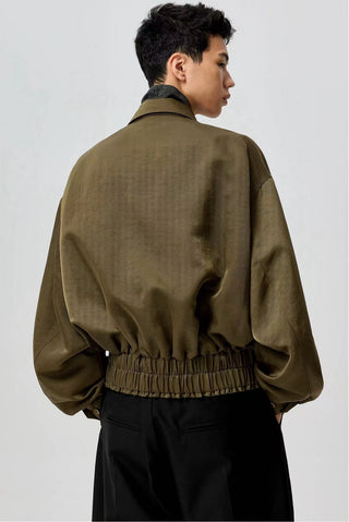 Simple Project Boxy Nylon Jacket-Olive Green