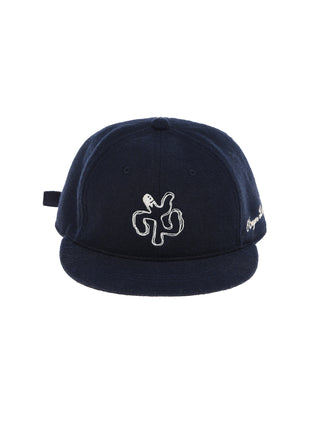 6CRAYON Embroidered Wool Blend Baseball Cap-Navy
