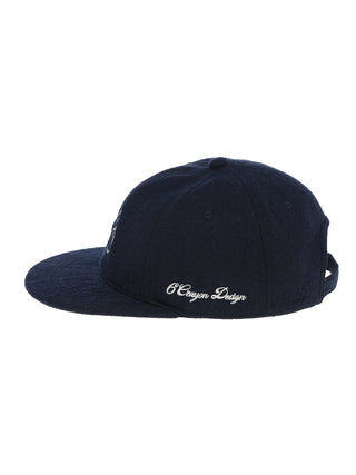 6CRAYON Embroidered Wool Blend Baseball Cap-Navy