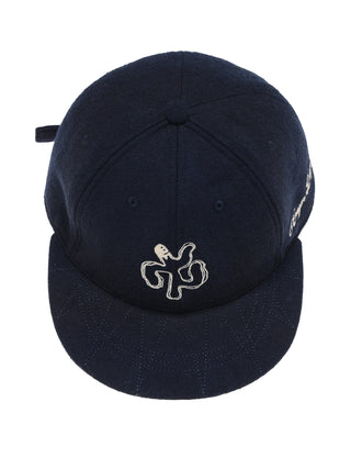 6CRAYON Embroidered Wool Blend Baseball Cap-Navy