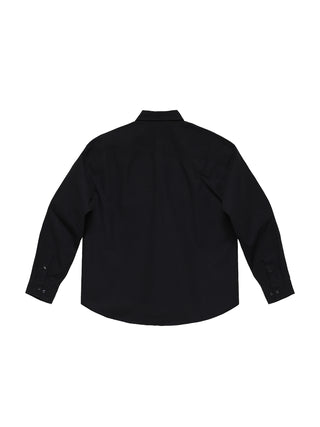 6CRAYON Patchwork Poplin Embroidered Shirt-Black